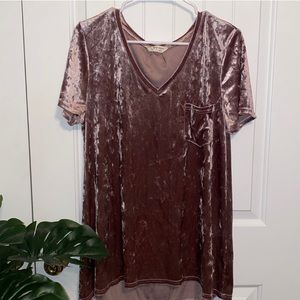SPRING AND MERCER VELVET LEGGING TEE SHIRT TOP VNECK LARGE
